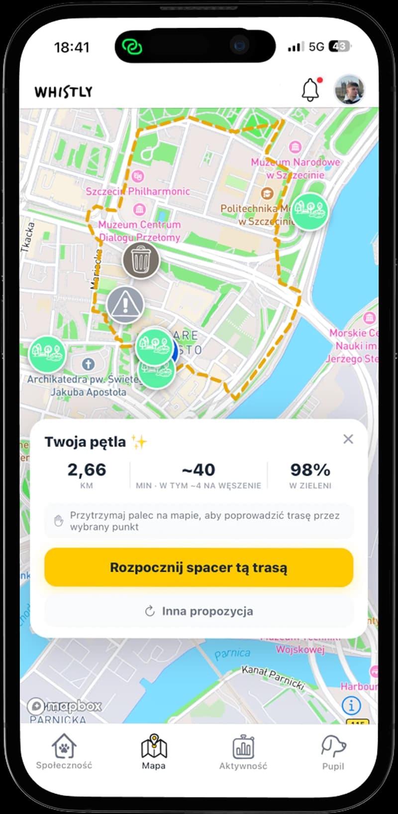 Planer tras Whistly: propozycja „Twoja pętla” przez zieleń w centrum Szczecina